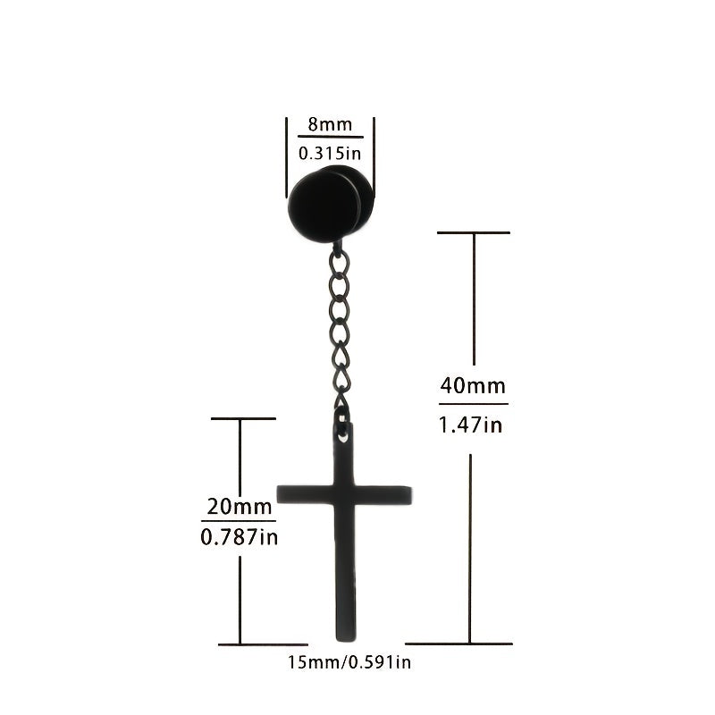 Men's Stainless Steel Cross Earrings