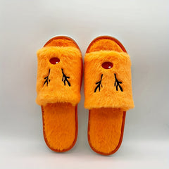 Christmas Elk Plush Slippers Open Toe Cozy Slip On Flat Fuzzy Shoes