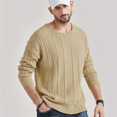 Knitted Cable Sweater Men's Casual Warm Crew Neck Pullover