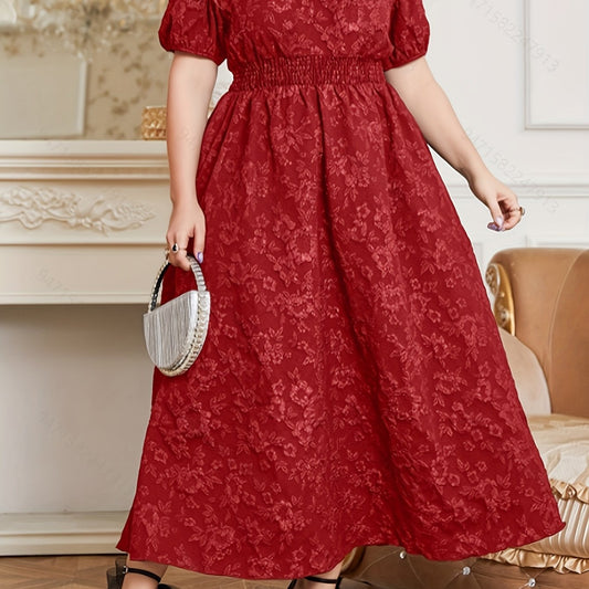  Romantic Kaftan Dress Women's Plus Floral Print Puff Sleeve