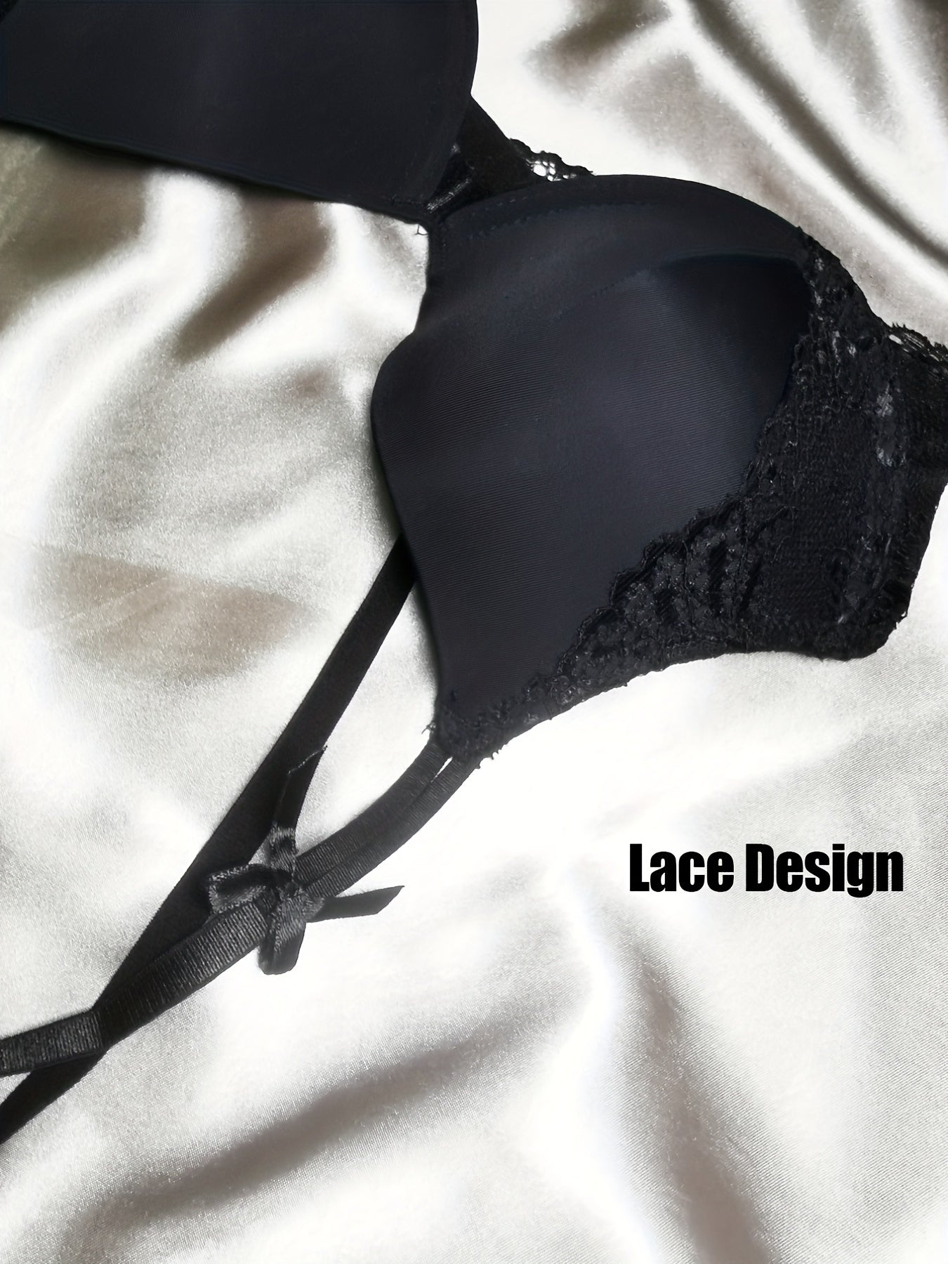 Lace T-Shirt Bra for Women Push Up Bow Tie Lingerie