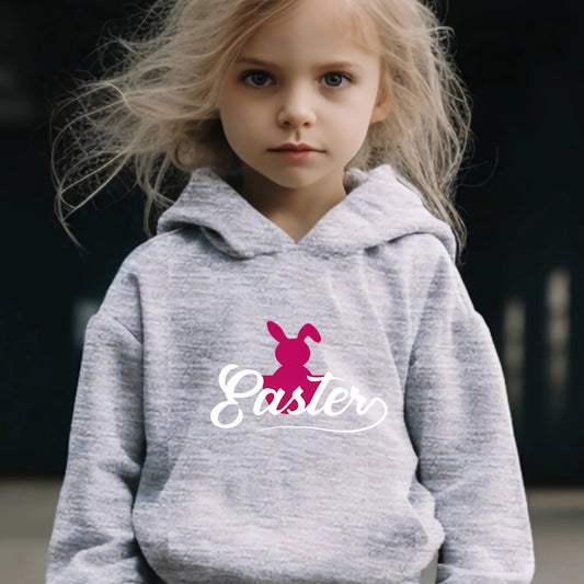 Red Rabbit Pattern Long Sleeve Hooded Sweatshirt Girls Comfy Hoodies Pullover