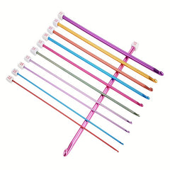 11pcs Tunisian Afghan Crochet Hooks Multicolor Aluminum Knitting Needles Hook