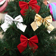 12pcs Christmas Tree Ornament Bow Room Decoration