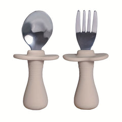 Stainless Steel Short Fork Spoon Baby Training Eating Learning