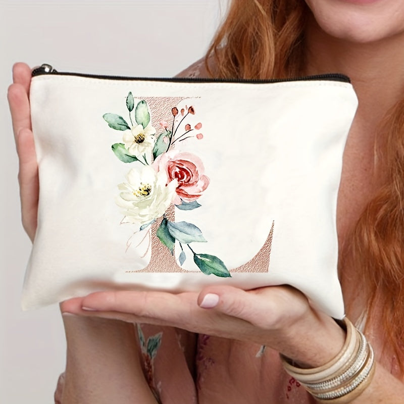 Letter Print Cosmetic Bag for Women - Makeup Case and Toiletries Organizer