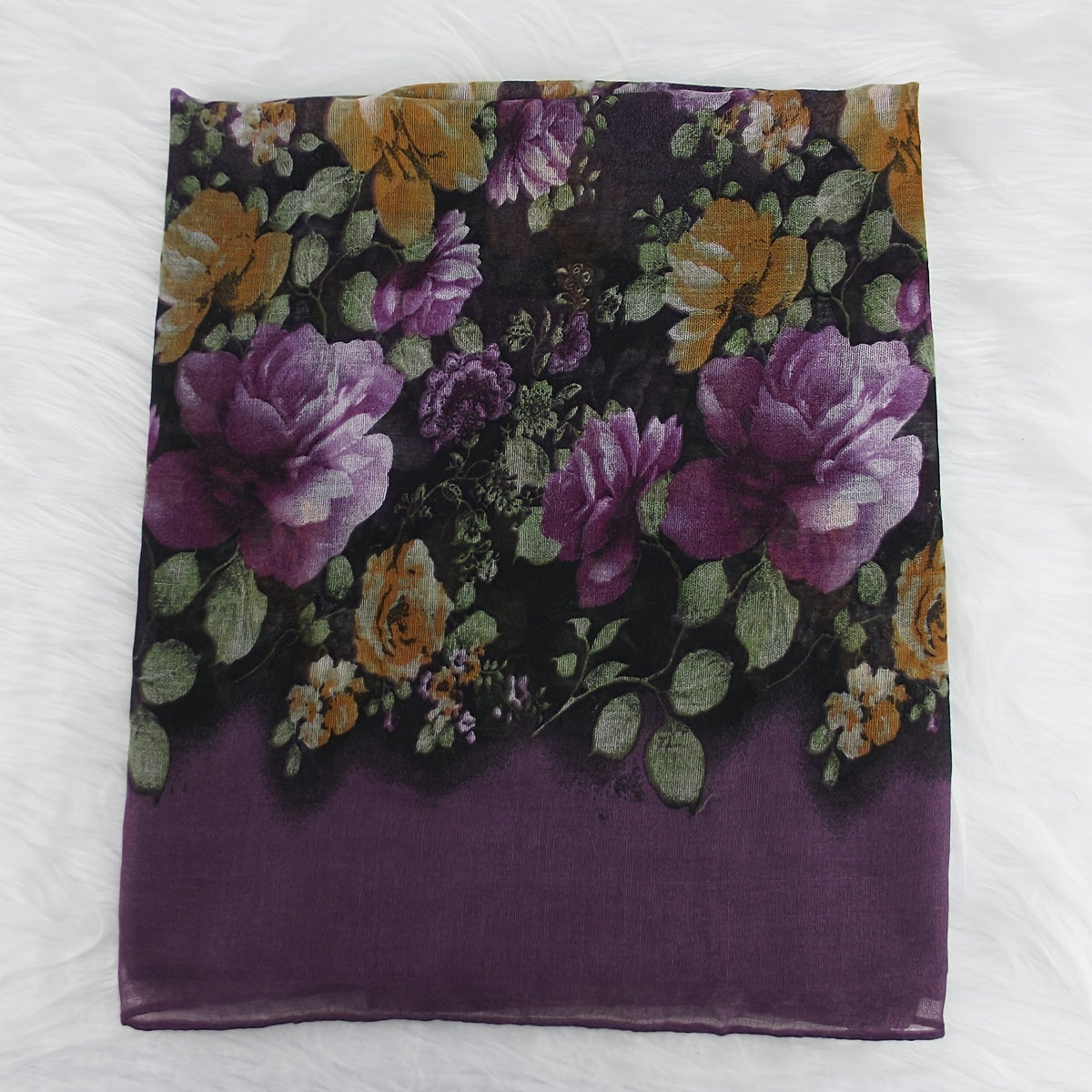 Purple Floral Print Vintage Scarf Warm Shawl Turban Beach Travel Sun