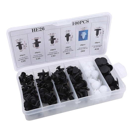 100pcs Mixed Car Body Push Retainer Pin Bumper Door Trim Panel Fastener Clip