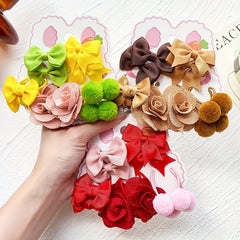 10pcs Bow Flowers Hair Tie Ponytail Holders Hair Accessories Sets for Baby Girls