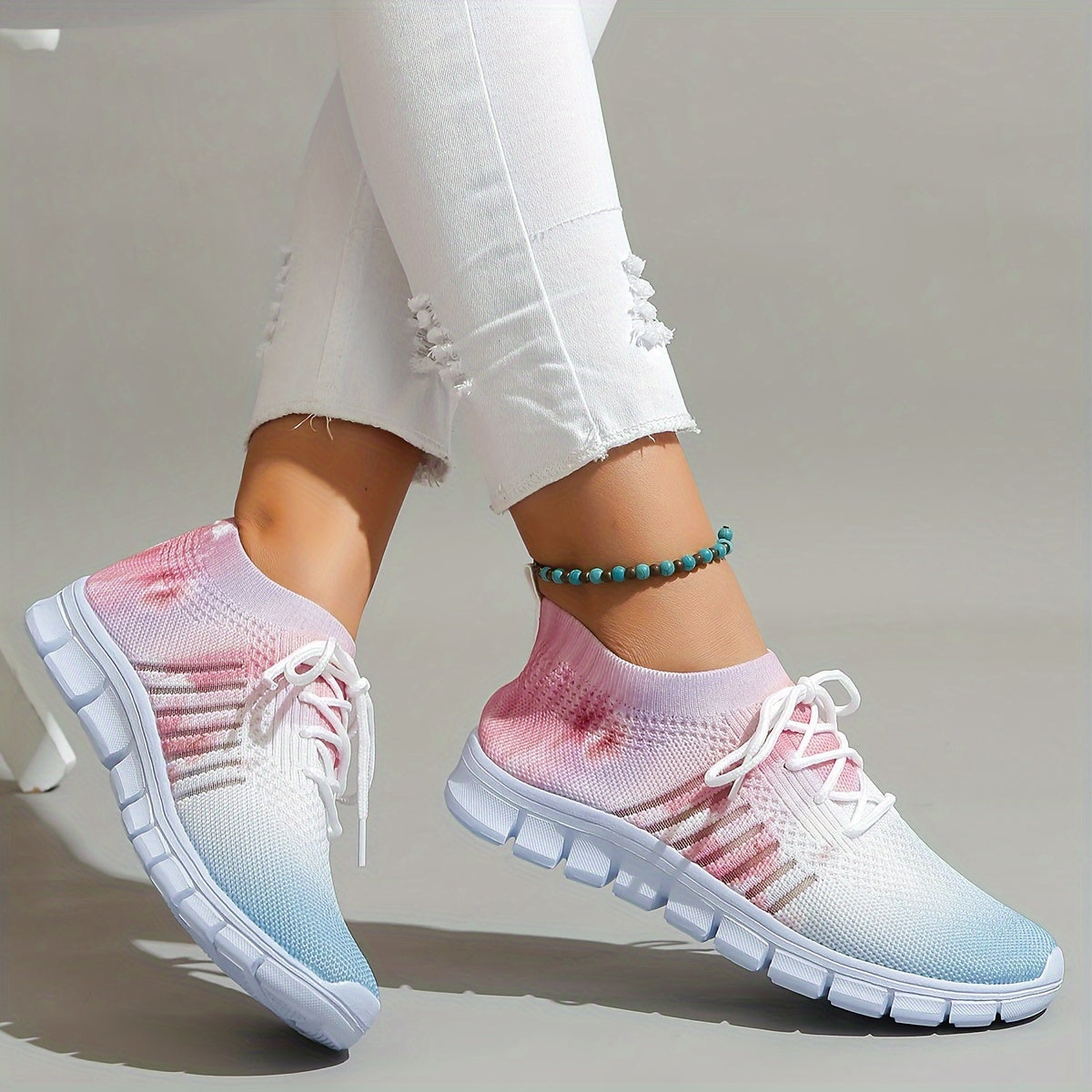 Breathable Flying Woven Shoes Soft Sole Lightweight Non Slip Running Shoes