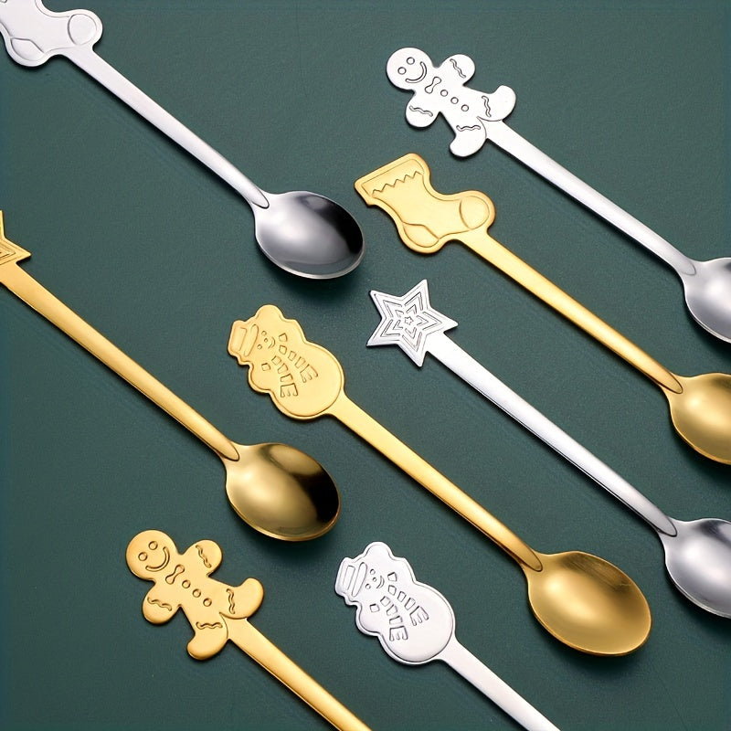 4pcs Christmas Spoon Creative Coffee Dessert Stainless Steel