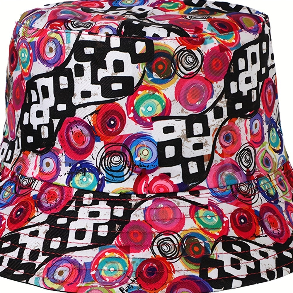 Geometric Graphic Sunshade Bucket Hat Double-Sided Sun Hat