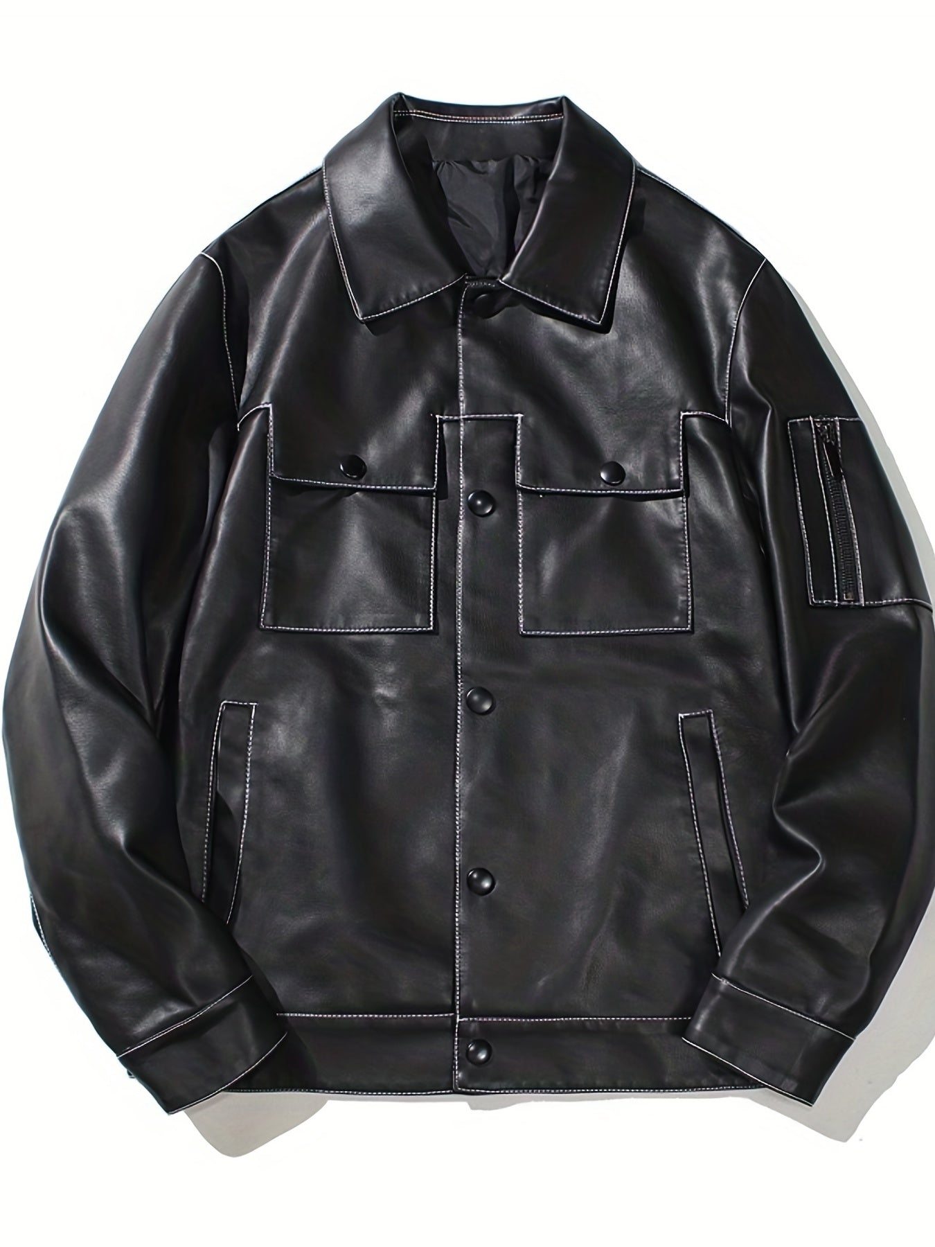 Men's Lapel Button Up Jacket for Outdoor Activities
