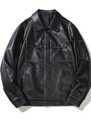 Men's Lapel Button Up Jacket for Outdoor Activities