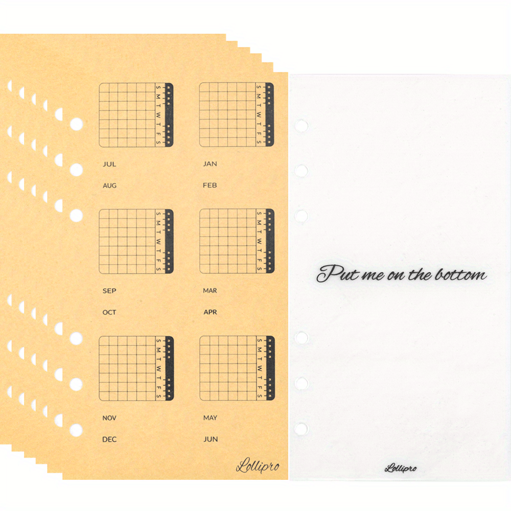 Calendar Index Sticker Self Adhesive Divider With A6 Plastic Protector