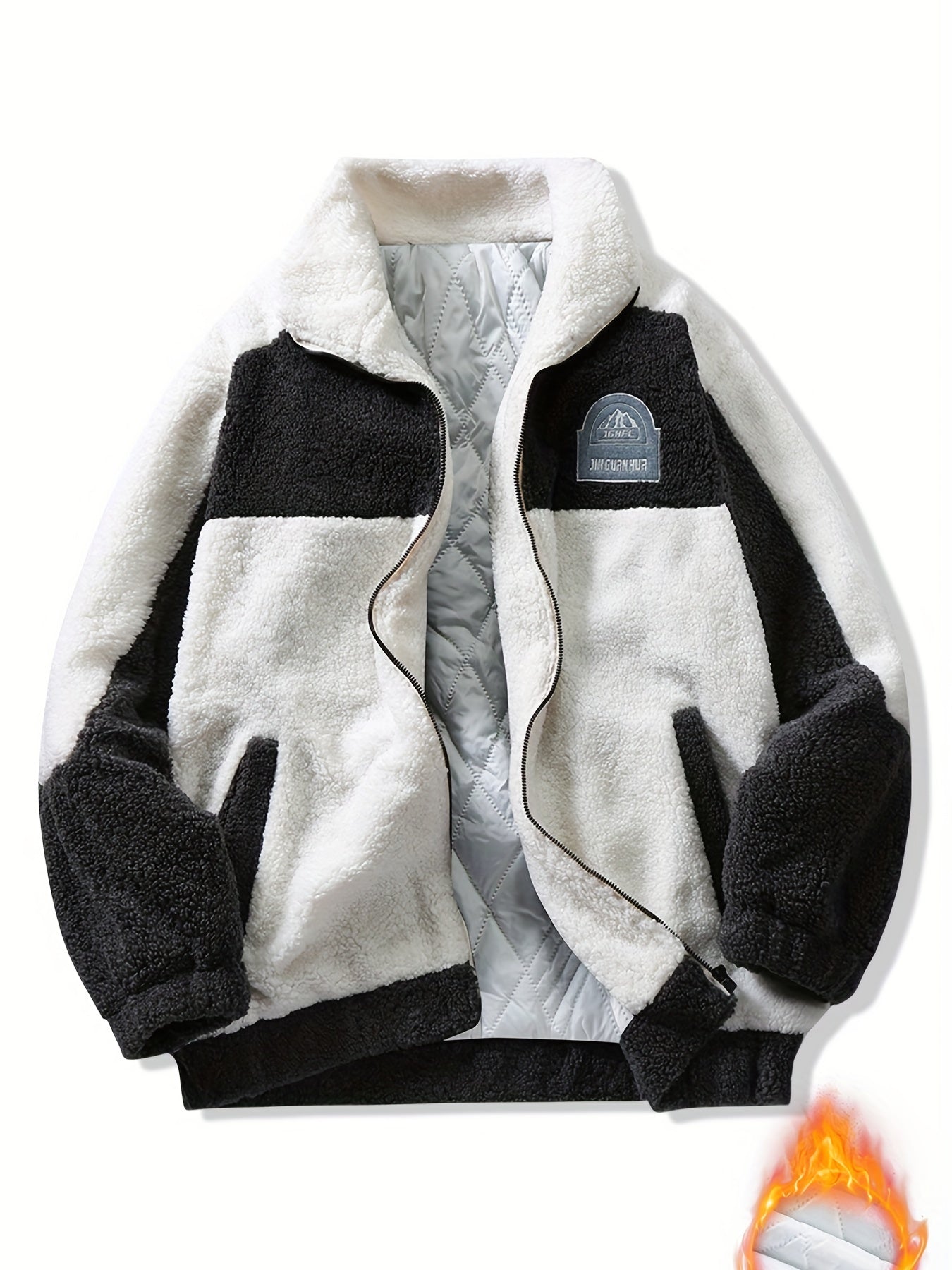 Warm Plush Fleece Jacket Men's Casual Stand Collar Coat Fall Winter