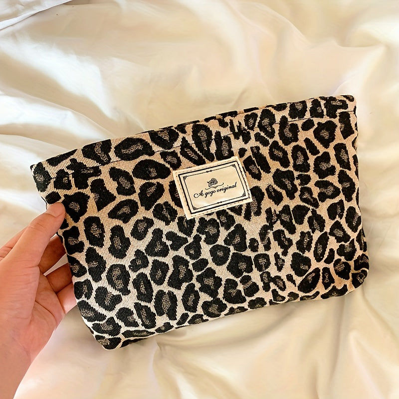 Leopard Print Cosmetic Bag Portable Makeup Pouch