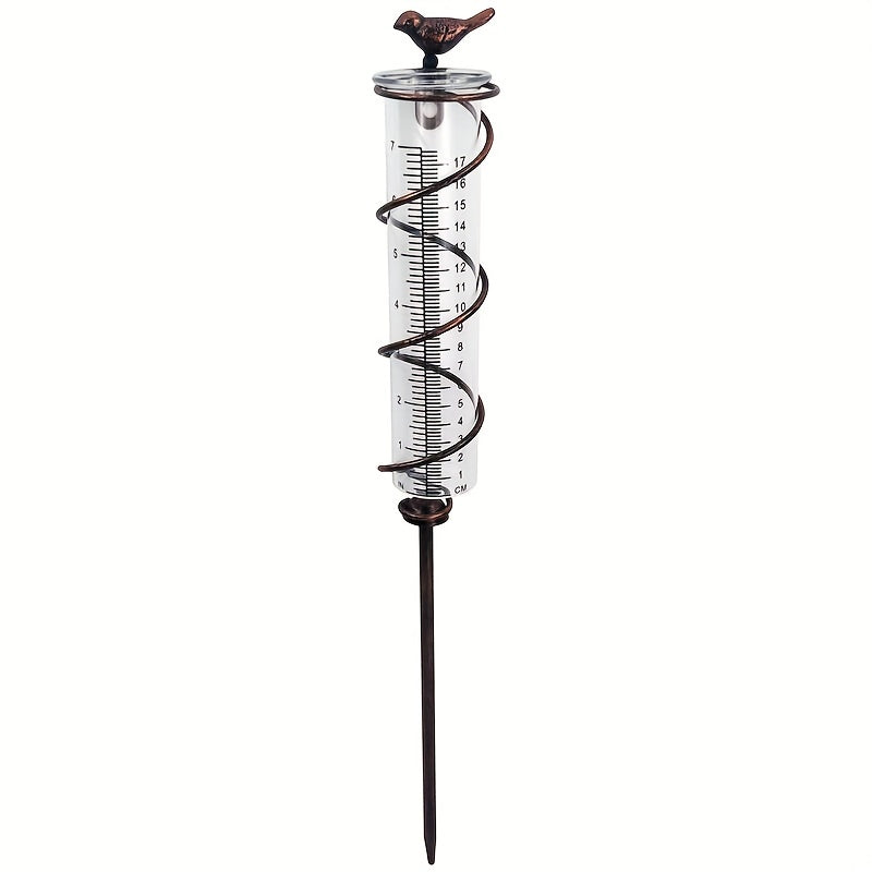 Glass Rain Gauge Outdoor Stake Holder Accurate Durable Decorative Yard Garden