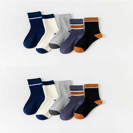 10 Pairs Stripe Print Ribbed Socks Women's Stockings