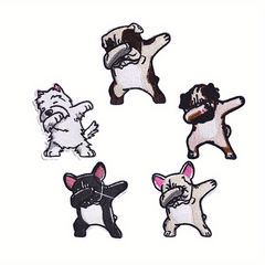 5pcs Doggy Iron On Patches Sew On Embroidered Applique Repair Patch DIY Crafts