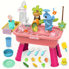 Kids Play Kitchen Toy with Utensil Pretend Playset