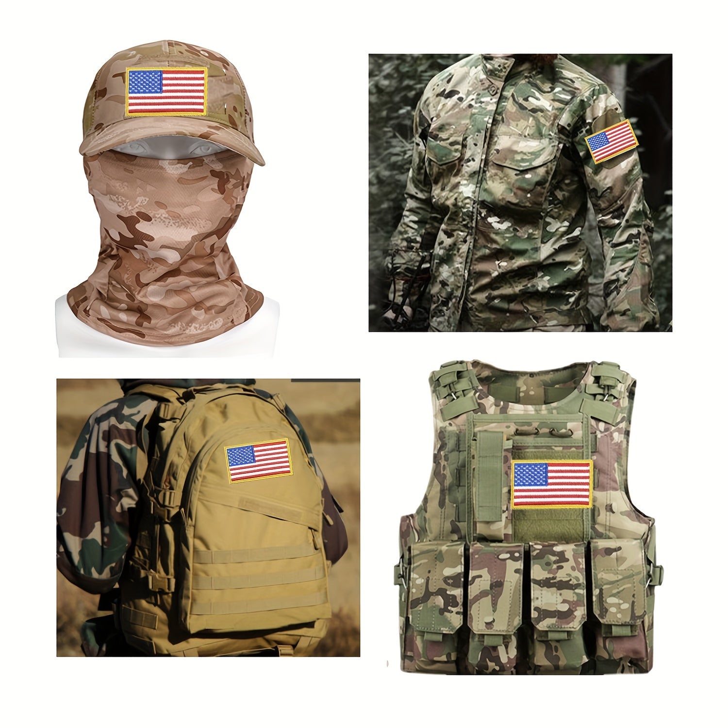 US Flag Patch Hook & Loop Fastener For Backpack Pants Clothes Shoes