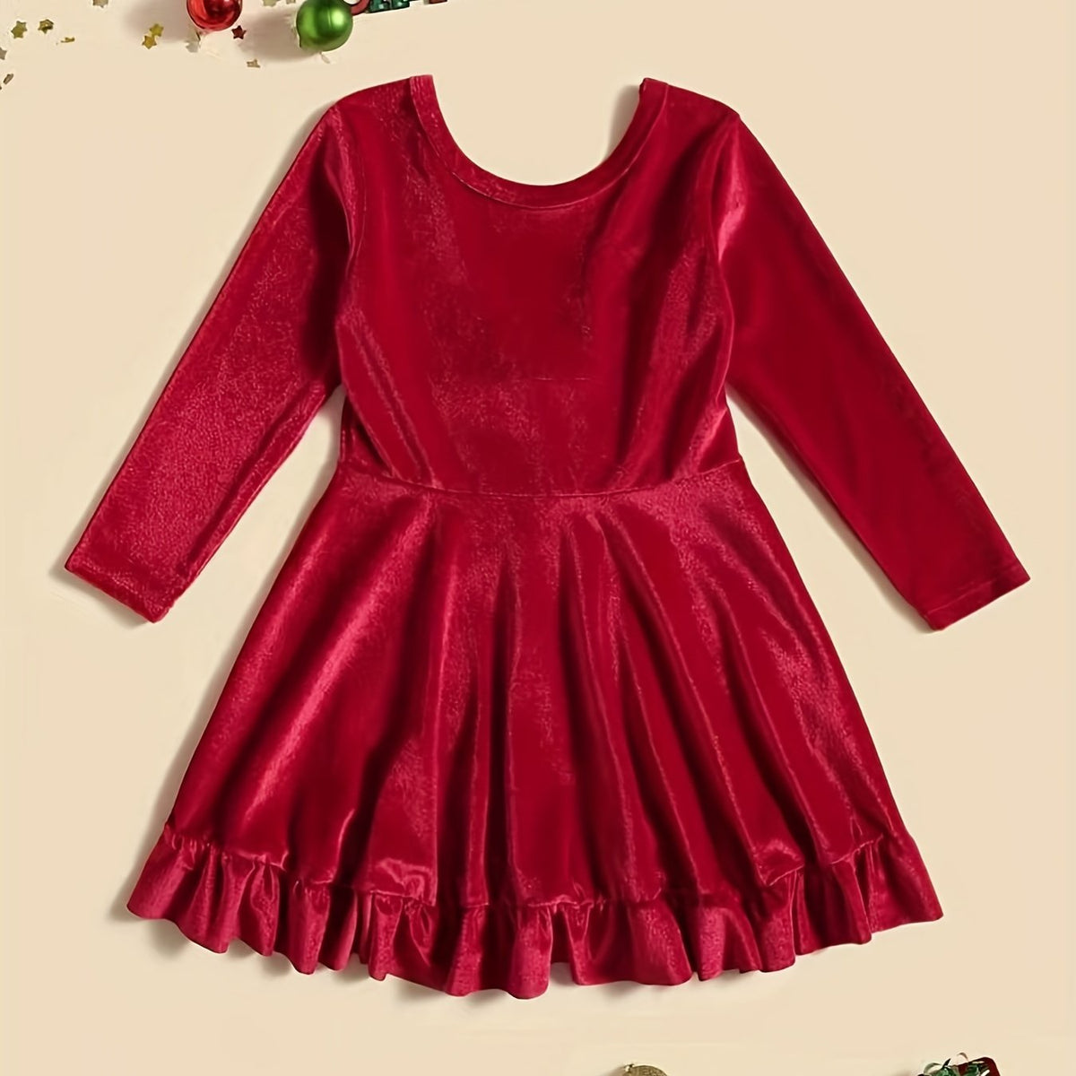 Velvet Christmas Dress For Toddler Kid Girls Party Wear