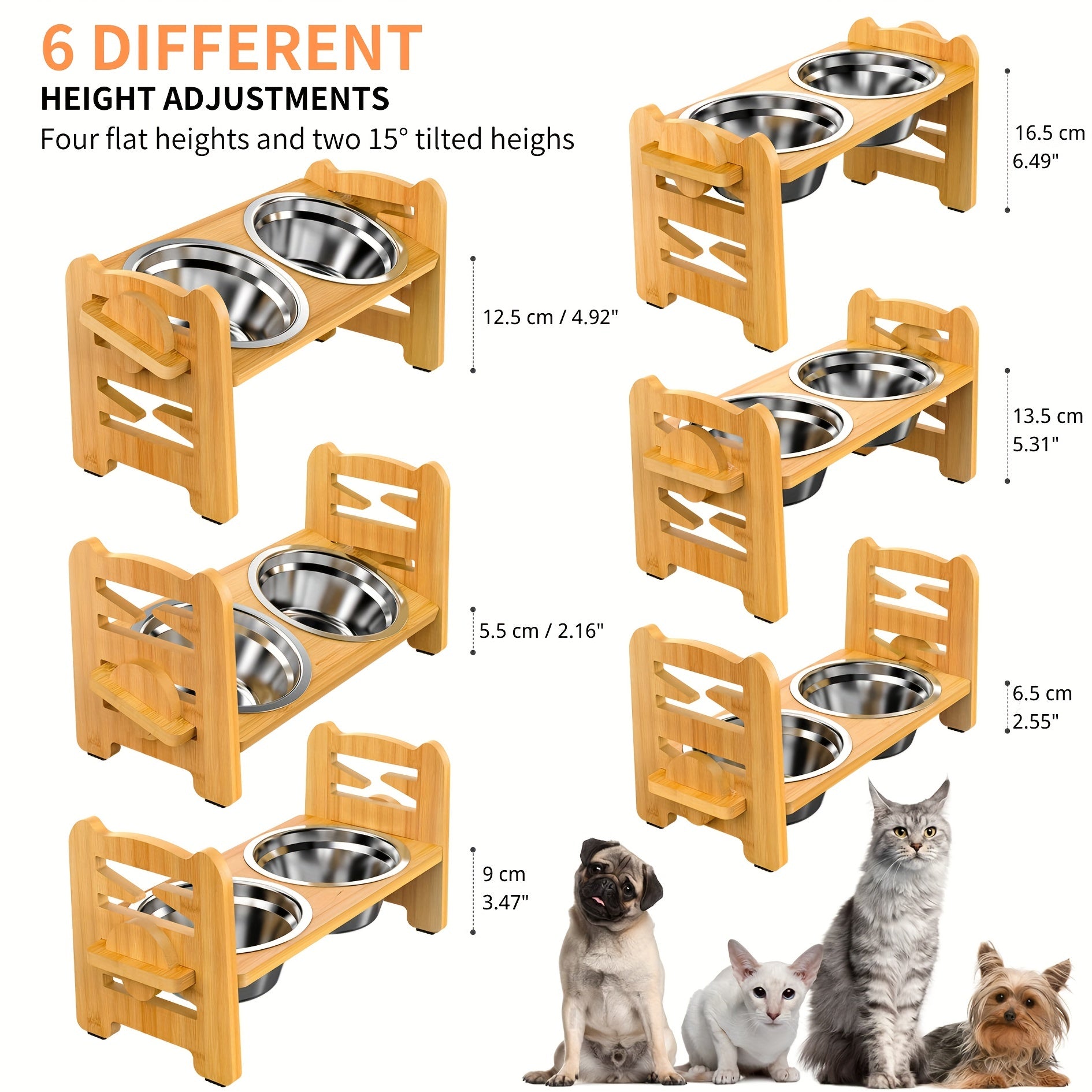 Adjustable Elevated Dog Bowls with 2 Stainless Steel Bowls