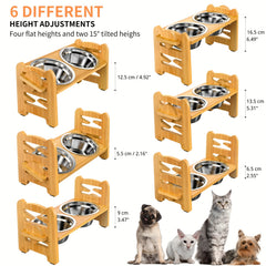 Adjustable Elevated Dog Bowls with 2 Stainless Steel Bowls