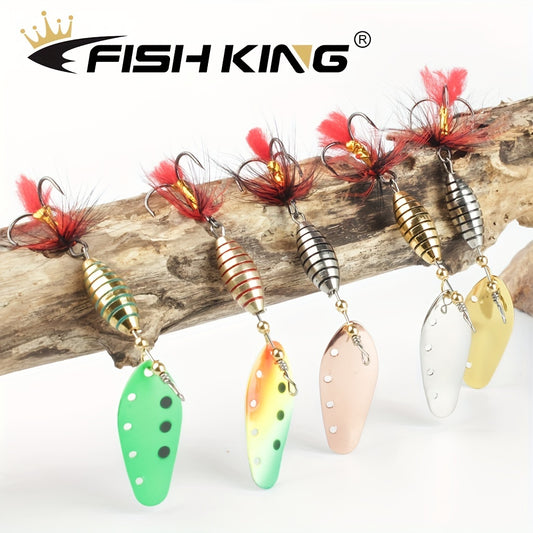 12g Spinnerbait w/ Feather Treble Hook & Metal Spoon Hard Lure for Fish