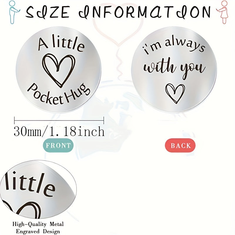 Pocket Hug Token Keychain Long Distance Stainless Steel Double Sided
