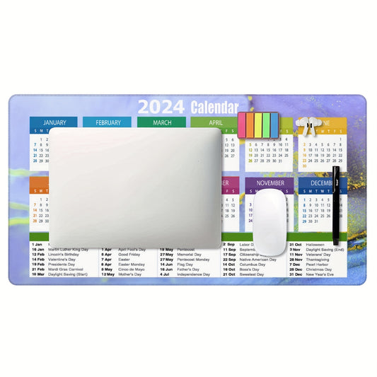 Colorful Calendar Large Mouse Pad for Women, Non-Slip Rubber Mouse Pad
