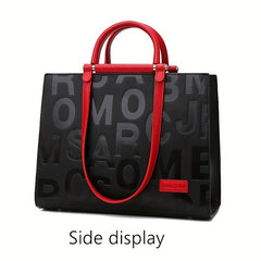 Classic Embossed Tote Bag Colorblock Shoulder Satchel Bag