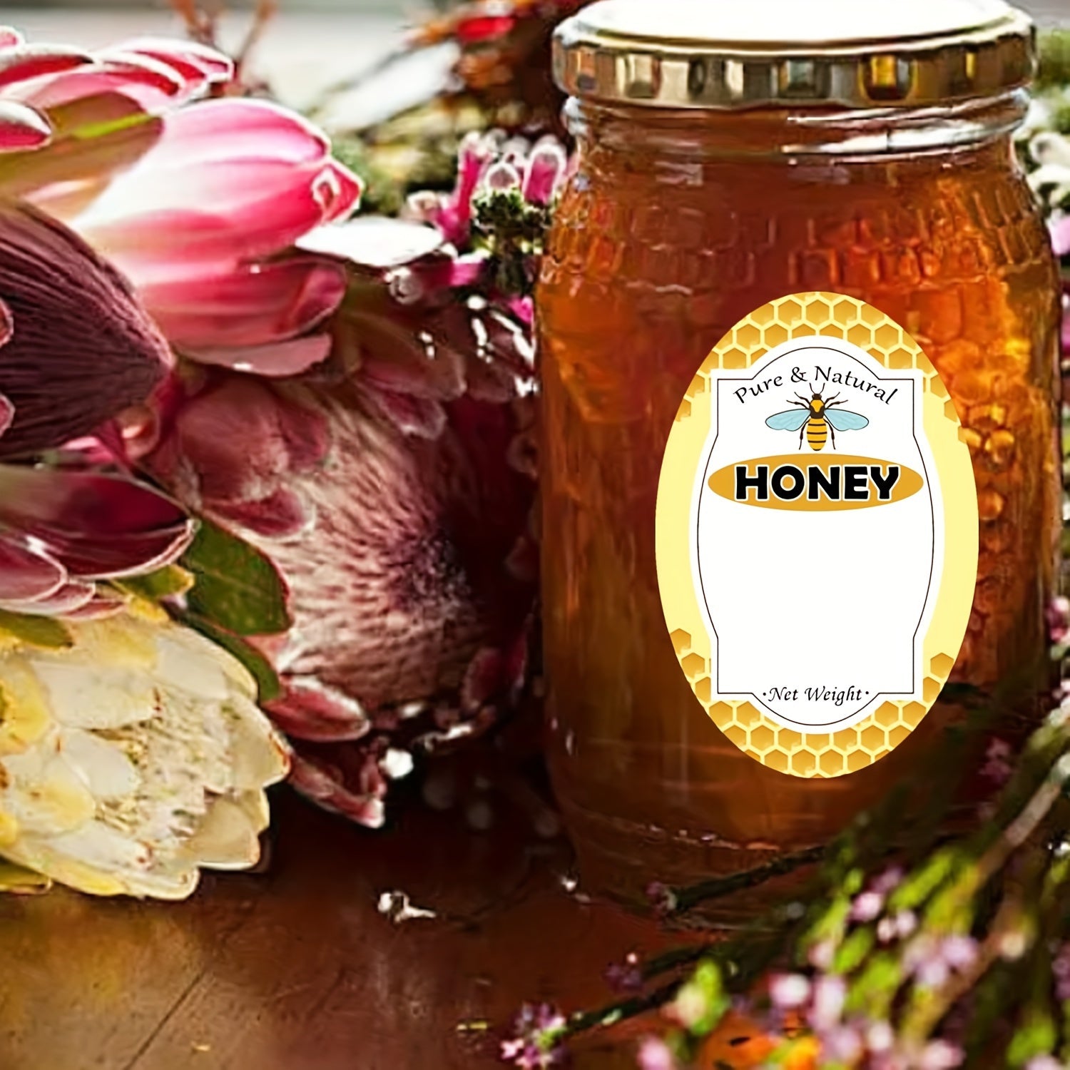 60 Pack 2 3 inch Pure Honey Labels Stickers for Jars Home Business Use
