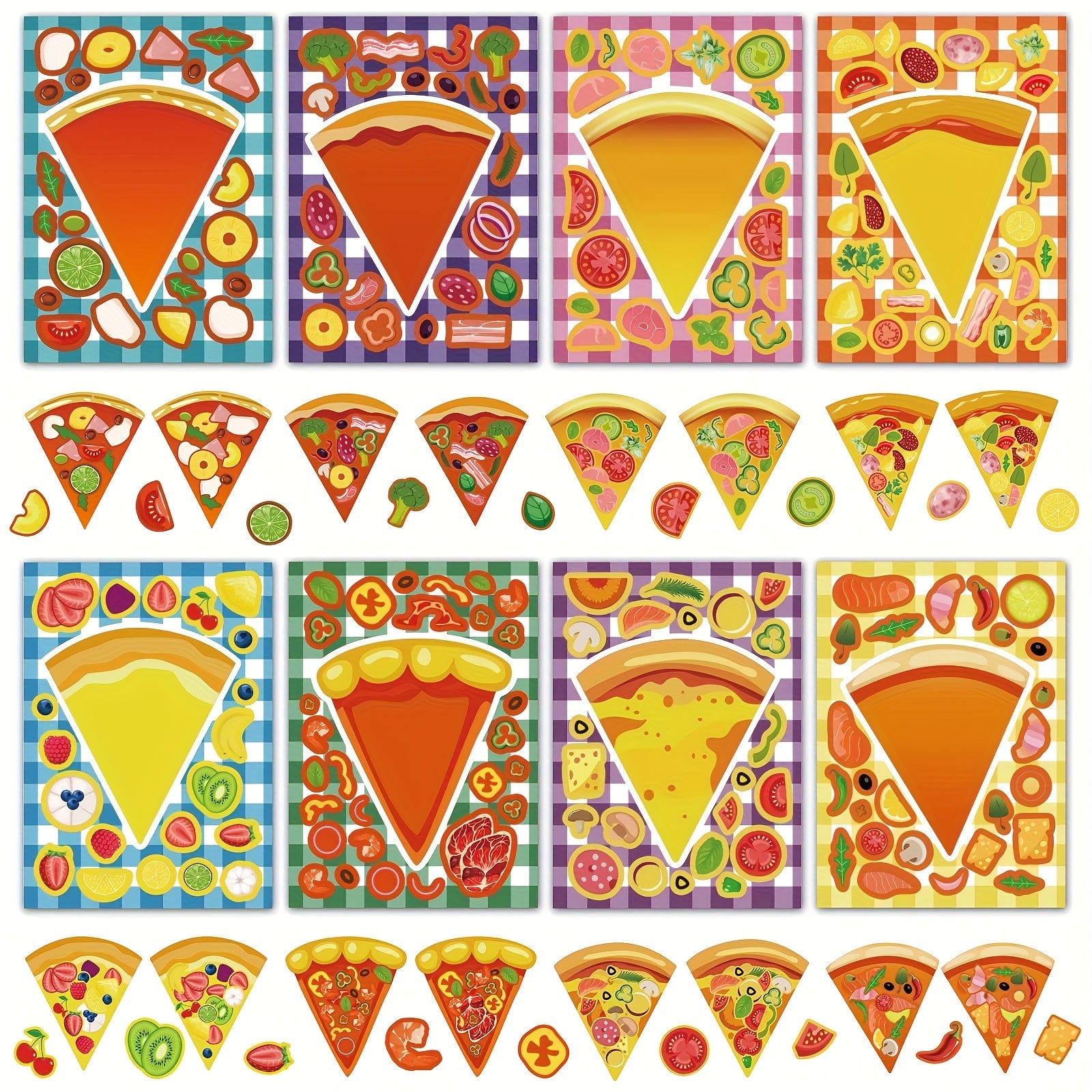 DIY Pizza Stickers - Cartoon Expression Designs for Decorations