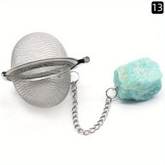 Stainless Steel Tea Infuser Ball Strainer with Healing Stones Rose Quartz