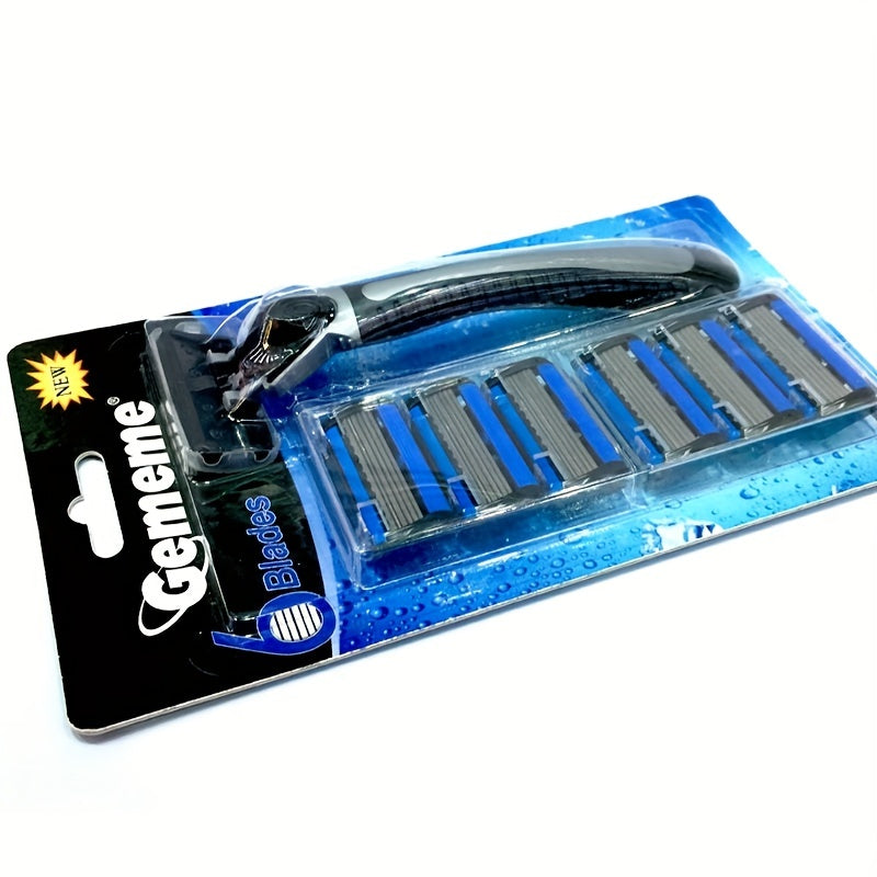 6-Layer Stainless Steel Razor for Men with Safety Blade