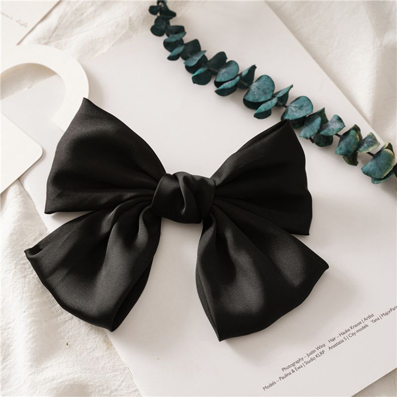 Big Satin Solid Bow Hair Clips Hairpin Women Barrettes 1pc