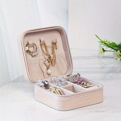 Mini Portable Jewelry Case Small Travel Organizer Earrings Rings Necklaces Brace