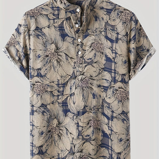 Flower Pattern Print Men s Comfy T shirt Graphic Tee