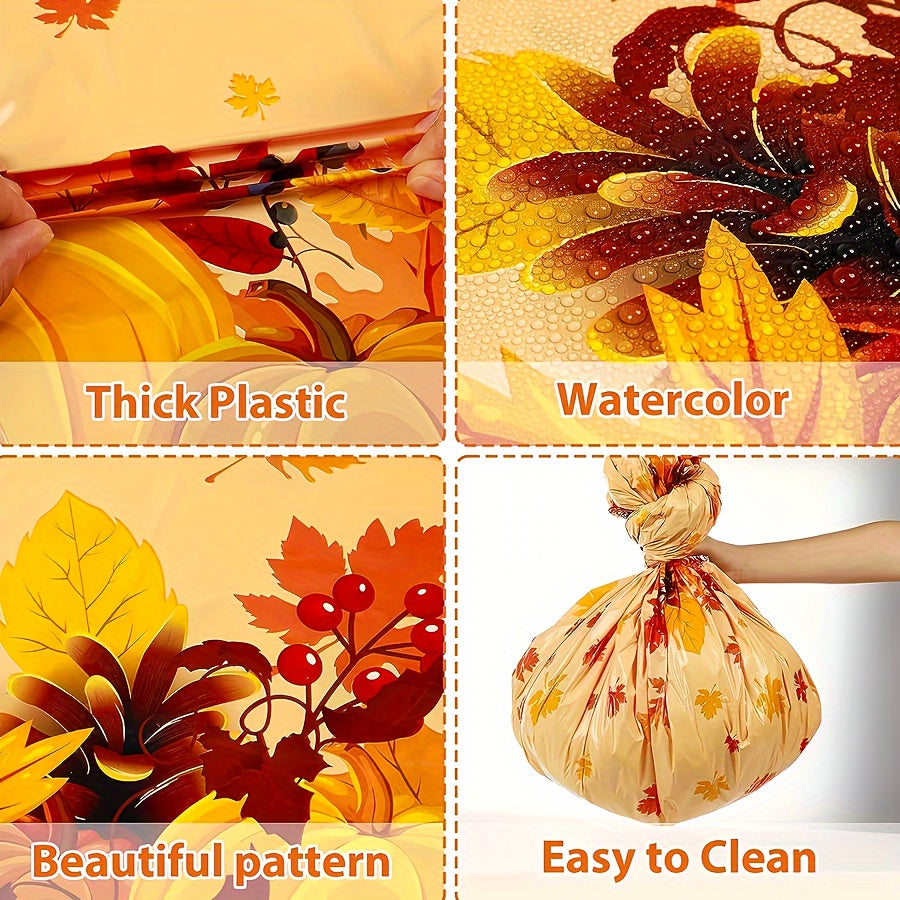 Thanksgiving Tablecloth Disposable Fall Pumpkin Maple Leaf Table Cover