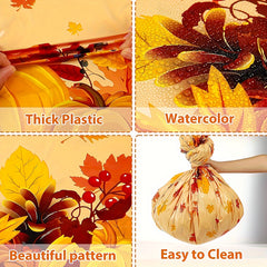 Thanksgiving Tablecloth Disposable Fall Pumpkin Maple Leaf Table Cover