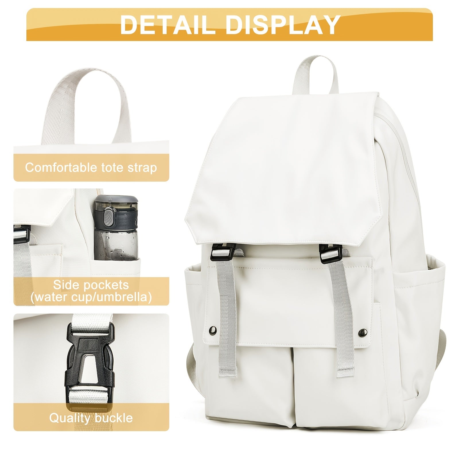 Casual Solid Backpack Minimalist Storage Travel Bag Flap School Bag