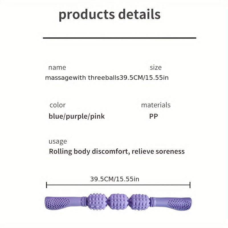 Handheld Massage Stick 39cm Muscle Roller Pink