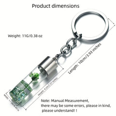 Plant Dried Flower Keychain Glass Bottle Backpack Car Pendant
