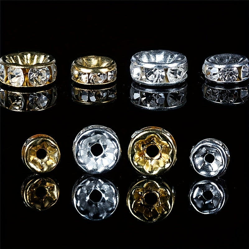 100pcs Crystal Spacer Beads Rhinestone Beads Round Rondelle Spacer Beads