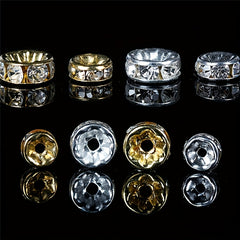 100pcs Crystal Spacer Beads Rhinestone Beads Round Rondelle Spacer Beads