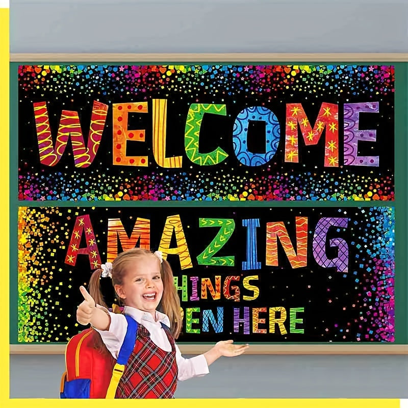 2pcs Confetti Classroom Banner Posters Bulletin Board Decoration