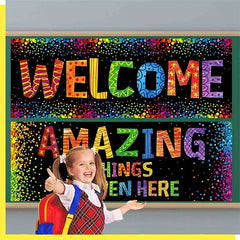 2pcs Confetti Classroom Banner Posters Bulletin Board Decoration