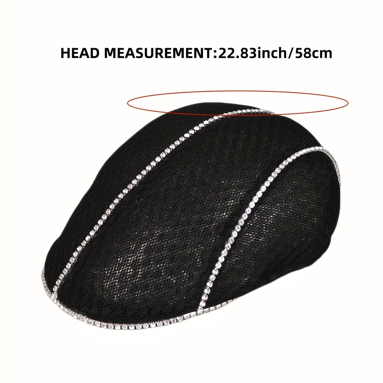Rhinestone Decor Lace Beret Flat Hat Hollow Out Lightweight Cap For Women